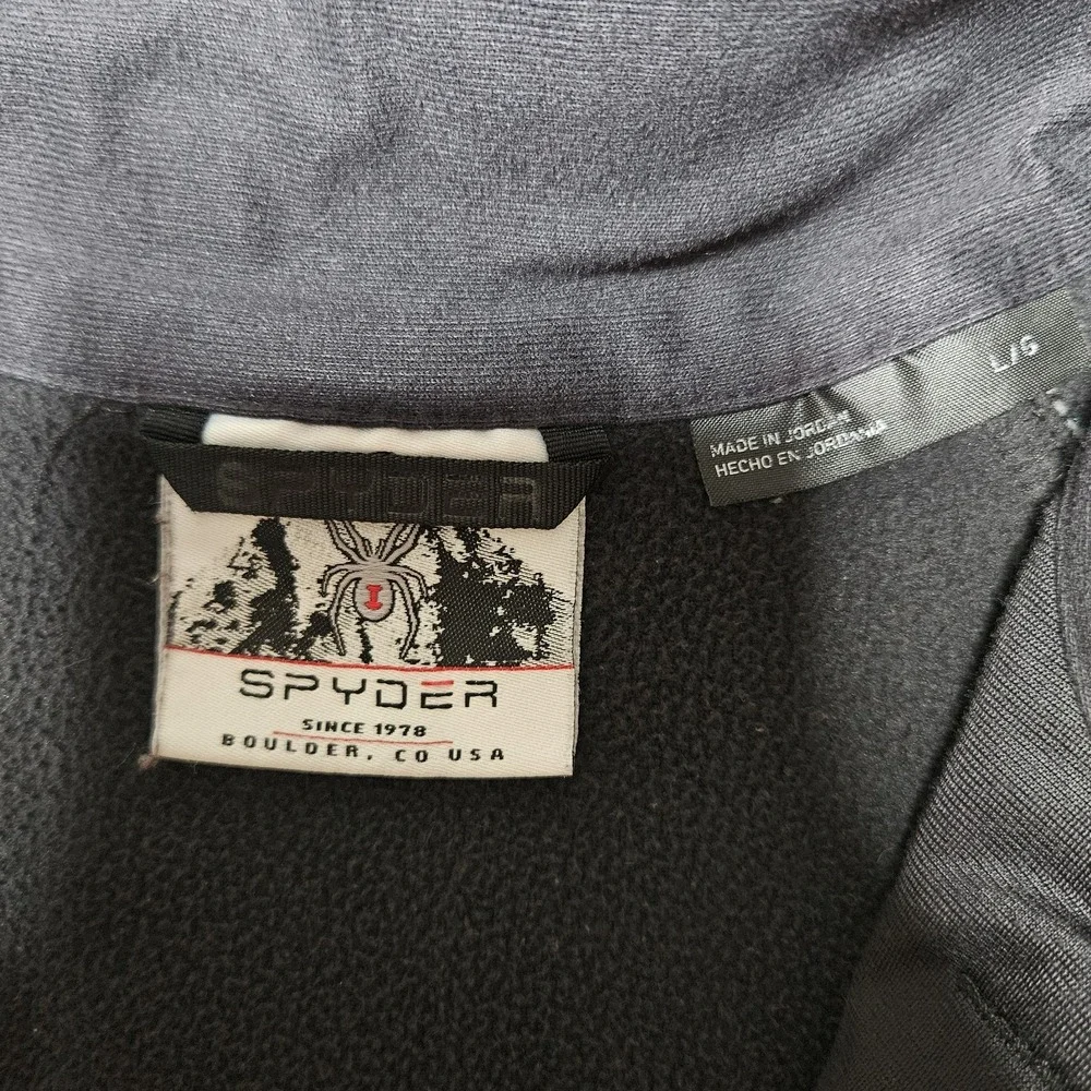 Spyder Mens LARGE Gray/Black Zip Up Jacket Pullover Warm Thick Front Pocket
